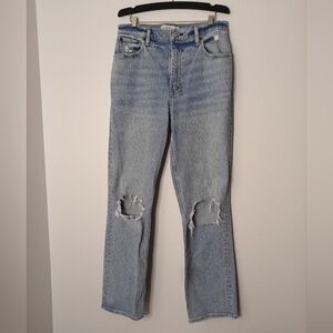 Abercrombie & Fitch Classic Blue Distressed Jeans Straight 90' Ultra High Rise